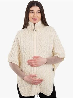 SAOL Pregnancy Cardigan for Women, 100% Merino Wool, Poncho‎ with Front Pockets
